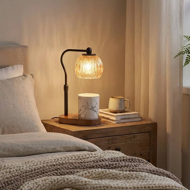 Candle Warmer Lamp - Crystal Glass & Wood Base