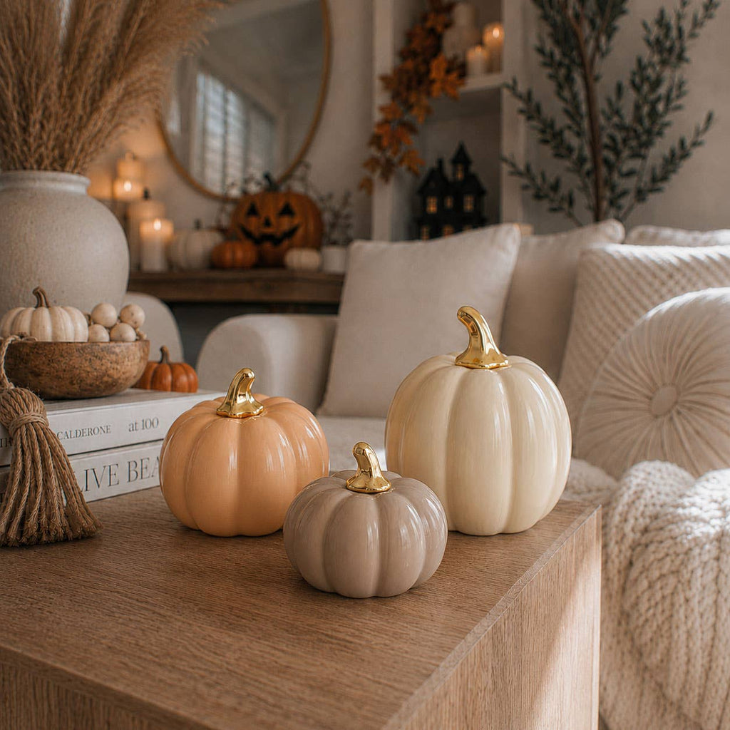 Fall Mini Pumpkins Ceramic: Pastel-Blush