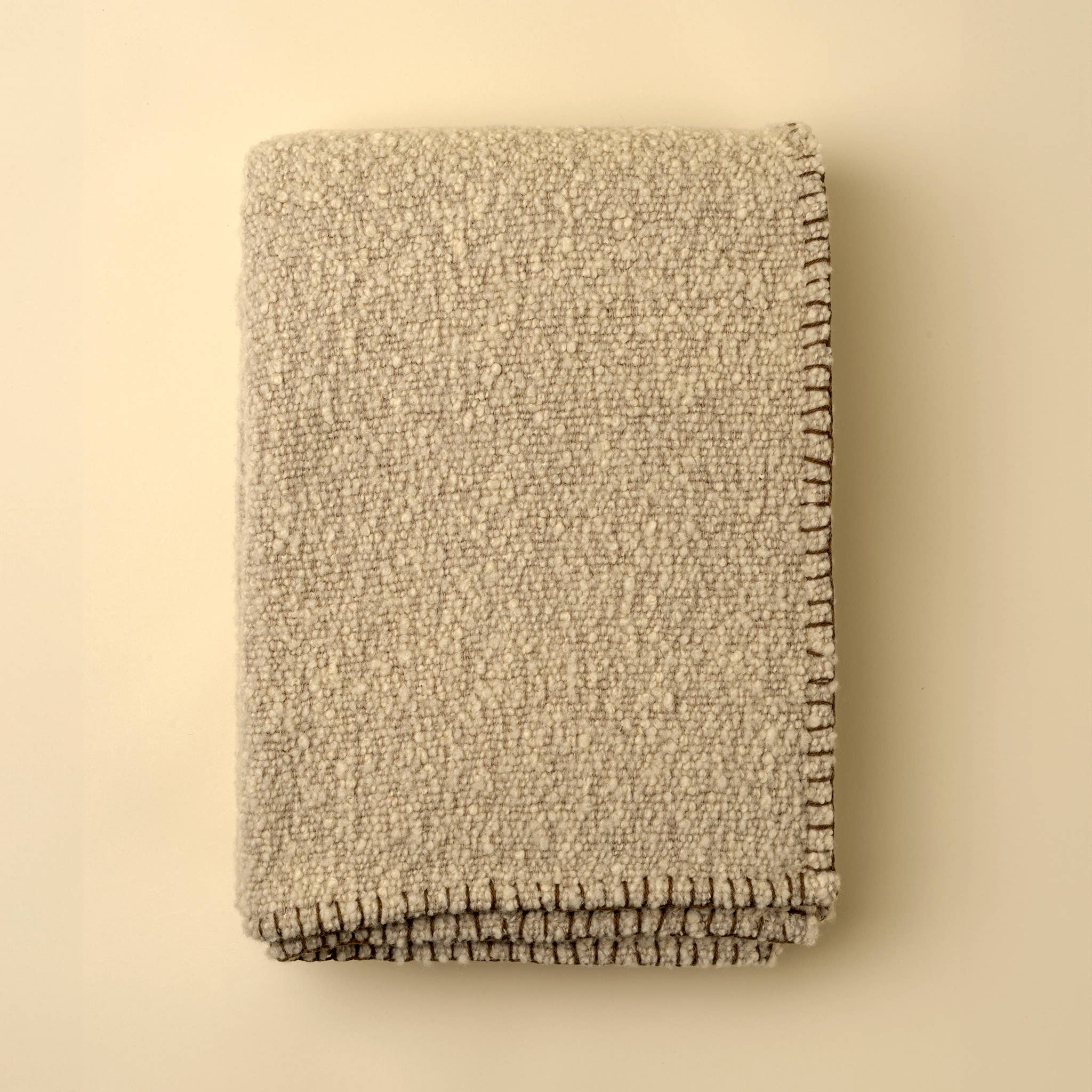 Blanket Stitch Boucle Throw, Natural