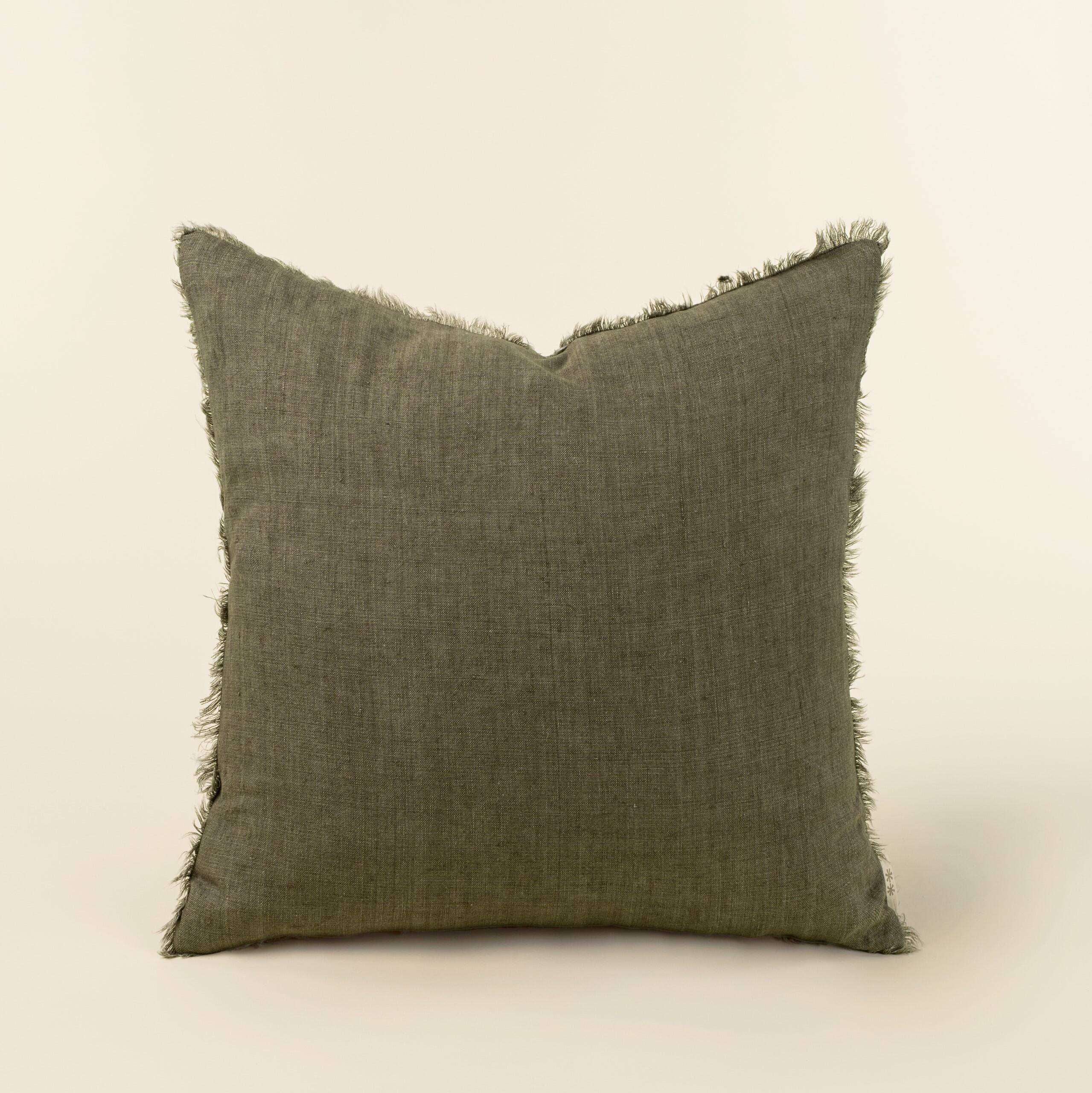 20x20 Lina Linen Pillow Mink: Cover with Filler