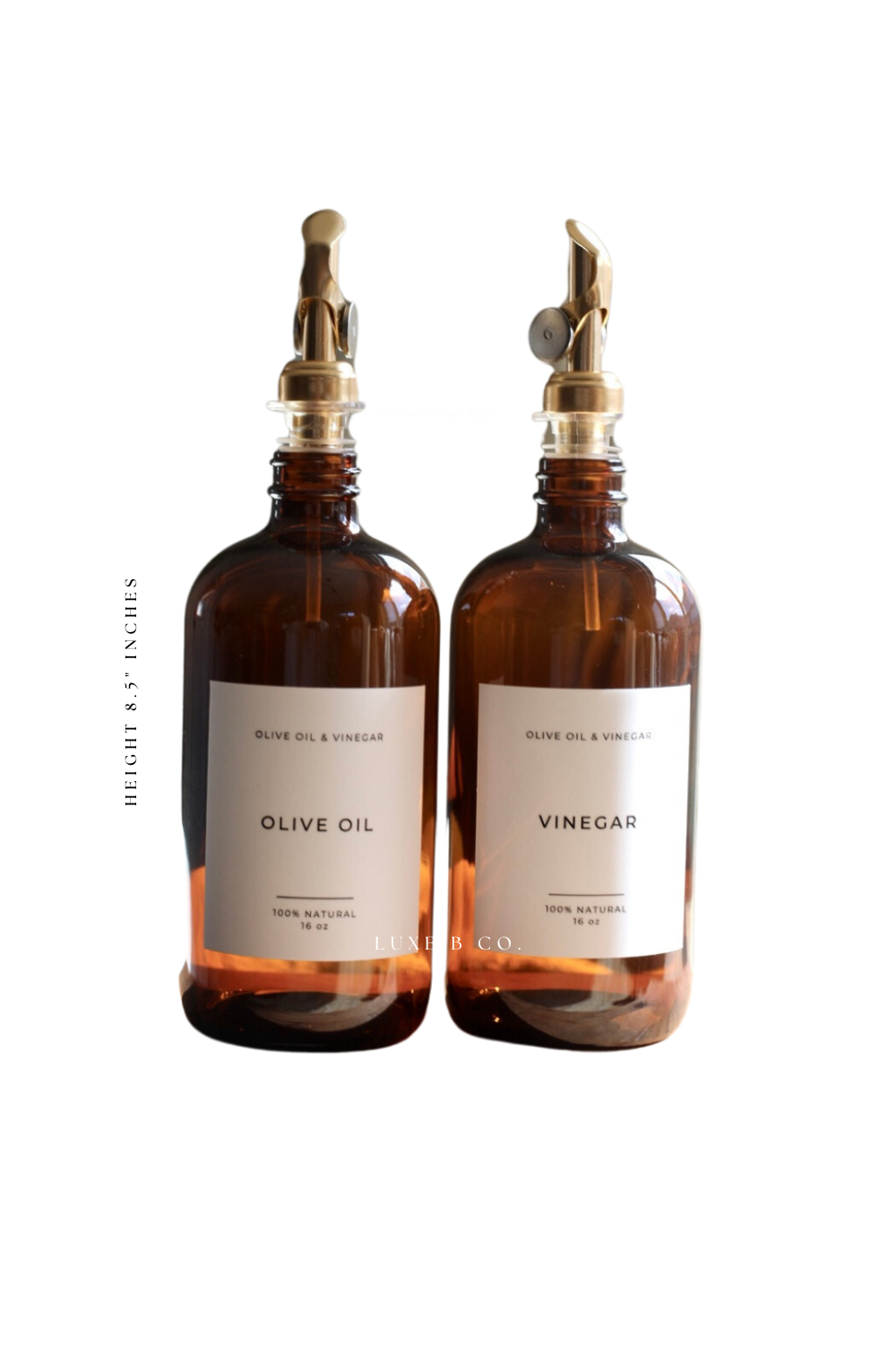Glass Dispenser Amber Olive Oil & Vinegar Refillable Bottles