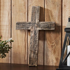 Rustic Solid Wood Faith Cross Wall Decor Distressed 18"