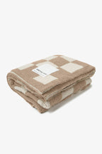 Teddy Recycled Fleece Throw | Beige Check