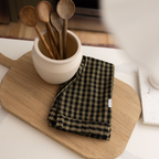 Olive Green Gingham Ruffle Kitchen Towels | Set of 2