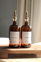 Glass Dispenser Amber Olive Oil & Vinegar Refillable Bottles