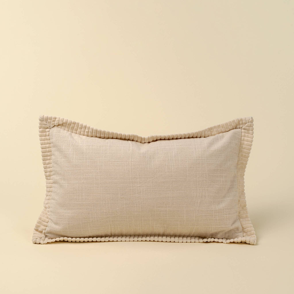 21x12 Corded Velvet Edge Pillow, Ivory: Cover with Filler