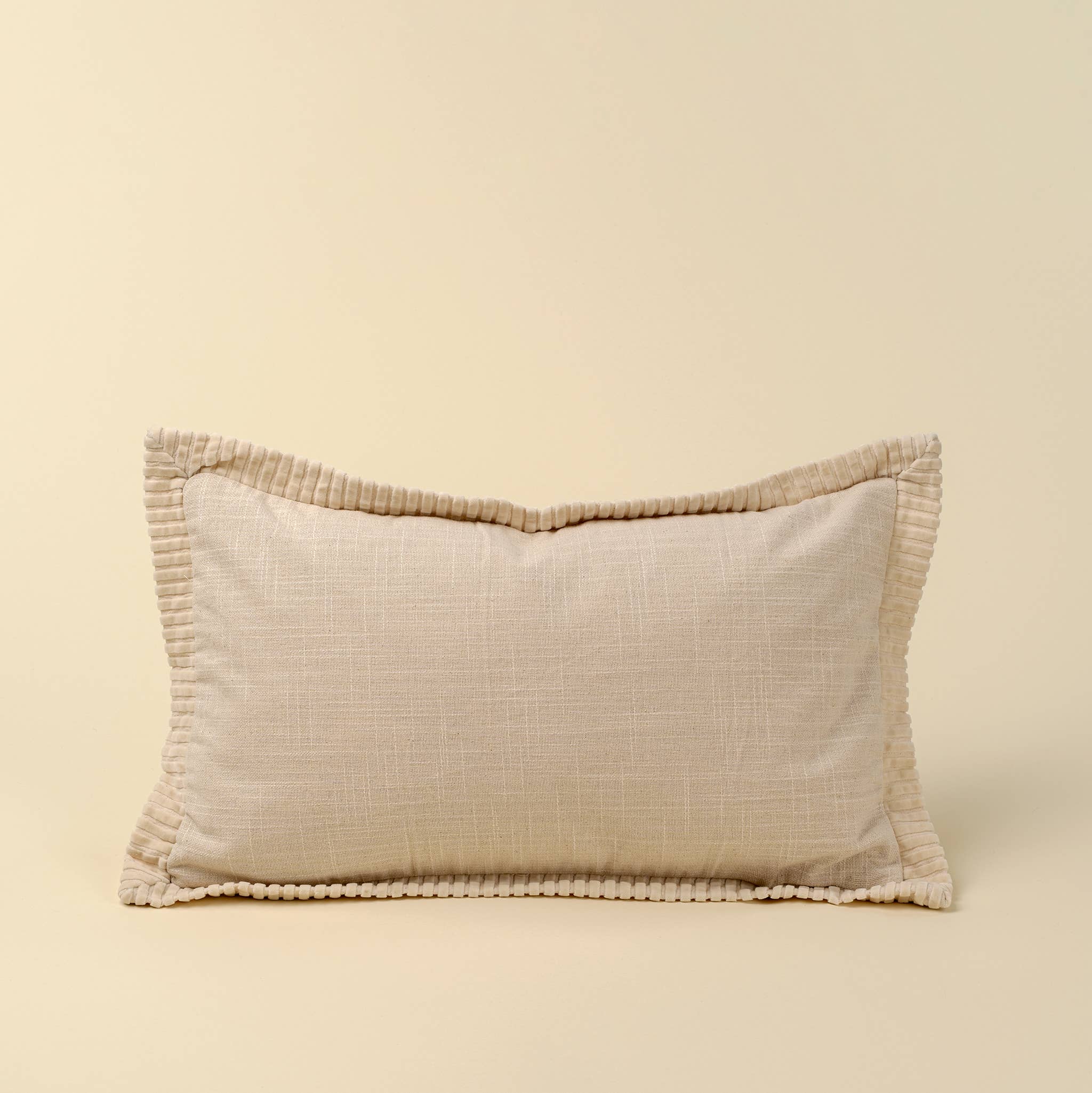 21x12 Corded Velvet Edge Pillow, Ivory: Cover with Filler