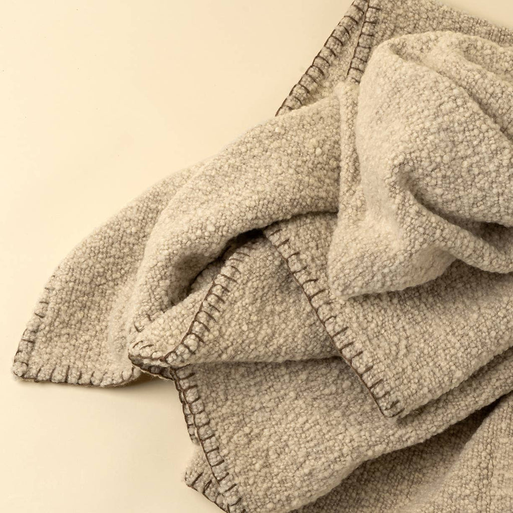Blanket Stitch Boucle Throw, Natural