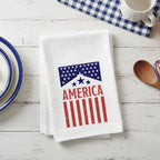 Vintage American Flag Poster - Cotton Tea Towel: 19" x 28"