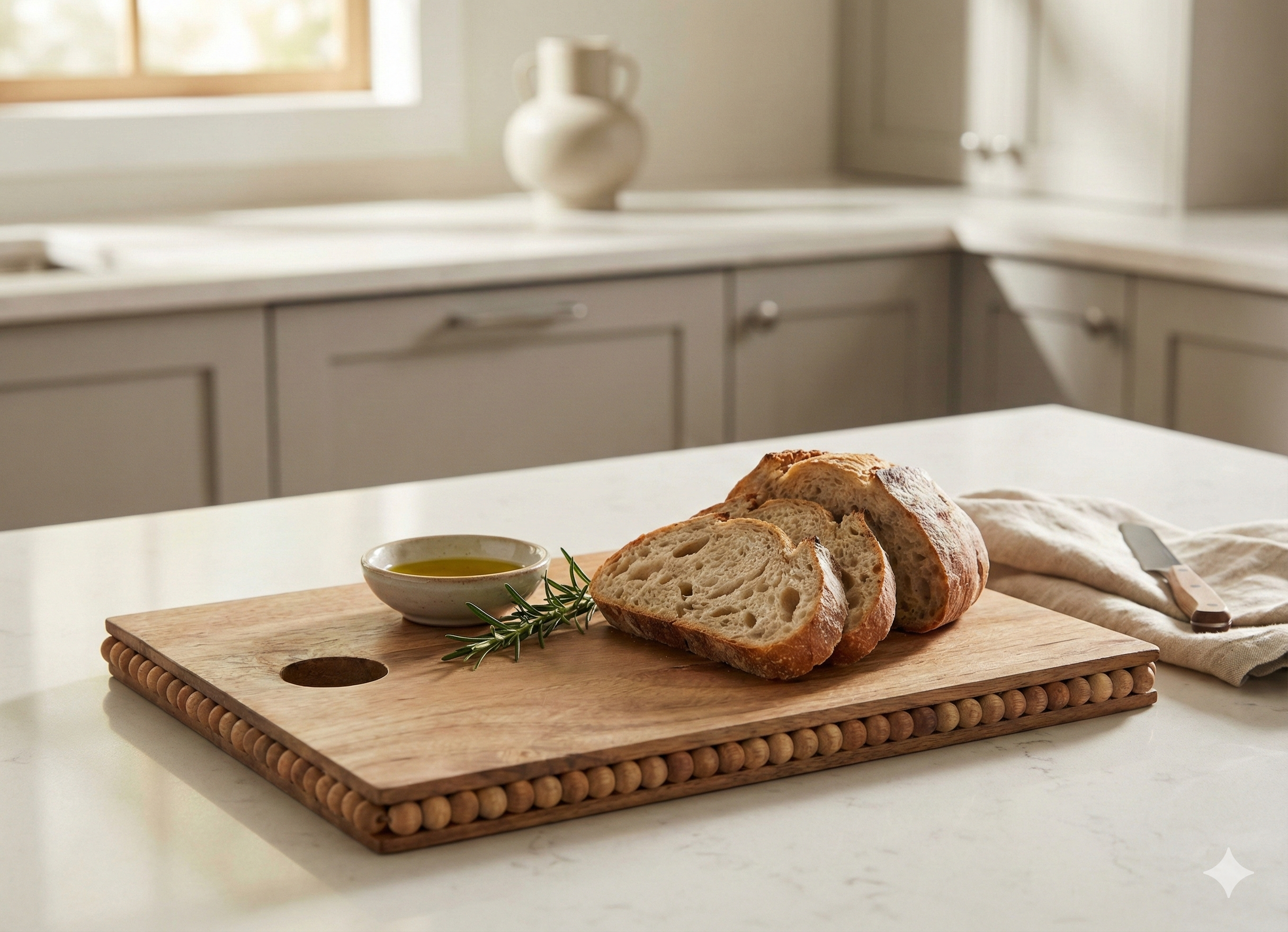 Small Rectangular Beaded Wood Serving Board