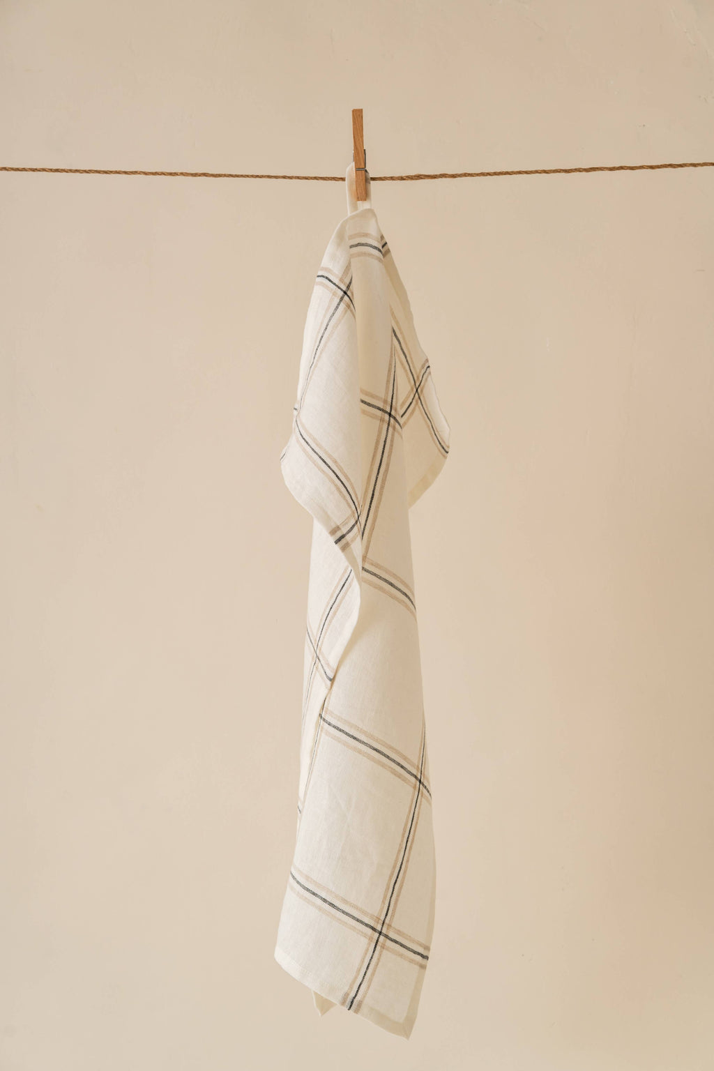 Classic Checks Cosette Linen Kitchen Towel - White