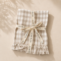 Beige Gingham Linen Ruffle Dish Towel