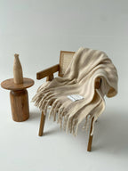 Merino Wool Blend Throw | Pale Taupe Stripe