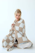 Teddy Recycled Fleece Throw | Beige Check