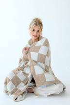 Teddy Recycled Fleece Throw | Beige Check