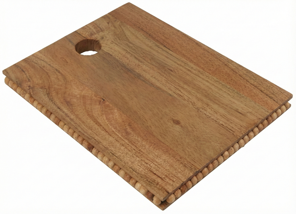 Small Rectangular Beaded Wood Serving Board