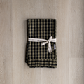Olive Green Gingham Ruffle Kitchen Towels | Set of 2