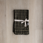 Olive Green Gingham Ruffle Kitchen Towels | Set of 2