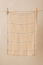 Big Checks Edith Linen Kitchen Towel - Beige