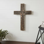 Rustic Solid Wood Faith Cross Wall Decor Distressed 18"