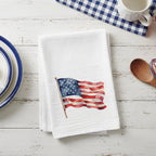 Watercolor Waving American Flag - Cotton Tea Towel: 27" square