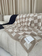 Teddy Recycled Fleece Throw | Beige Check
