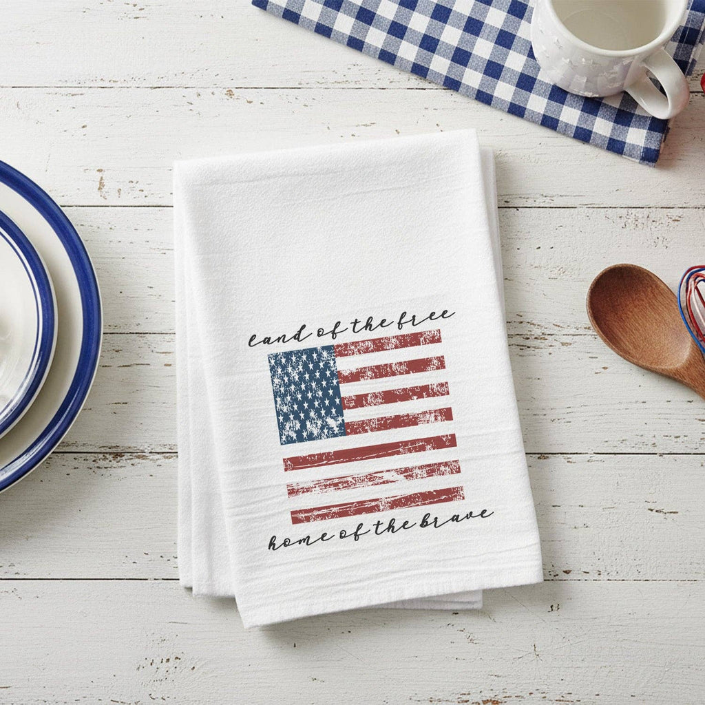 Land of the Free American Flag - Cotton Tea Towel: 27"