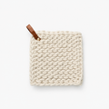 Leather Tab Pot Holder: Cream