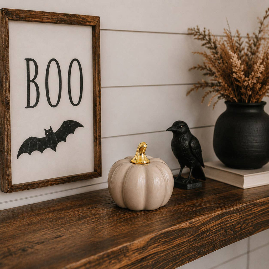 Fall Mini Pumpkins Ceramic: Pastel-Brown