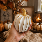 Gold White Fall Pumpkin - Medium