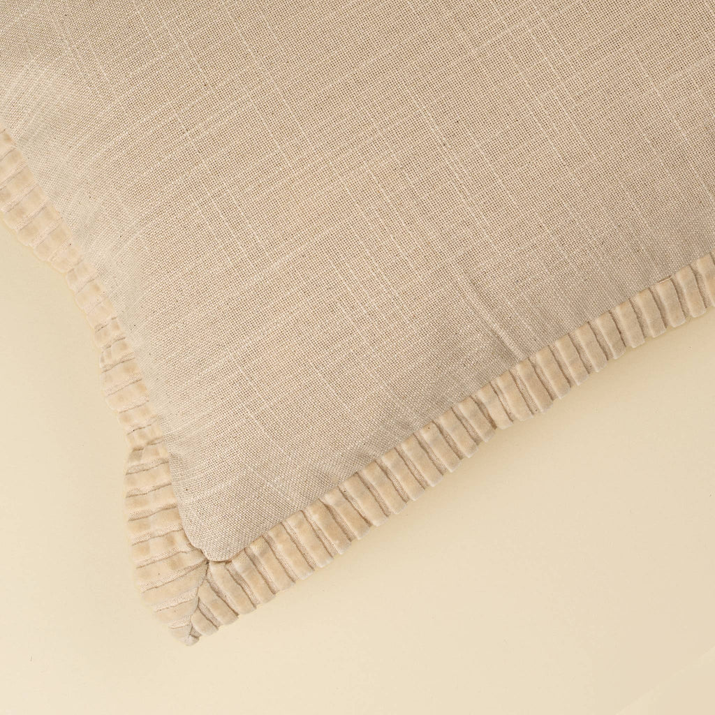 21x12 Corded Velvet Edge Pillow, Ivory: Cover with Filler