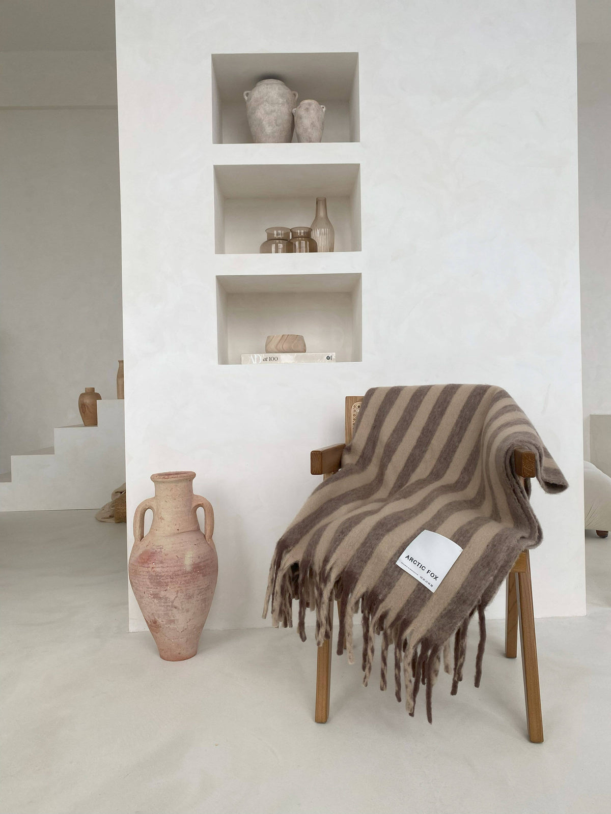 Merino Wool Blend Throw | Burnt Umber Stripe