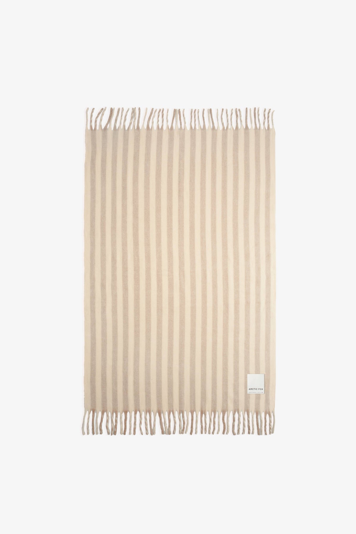 Merino Wool Blend Throw | Pale Taupe Stripe