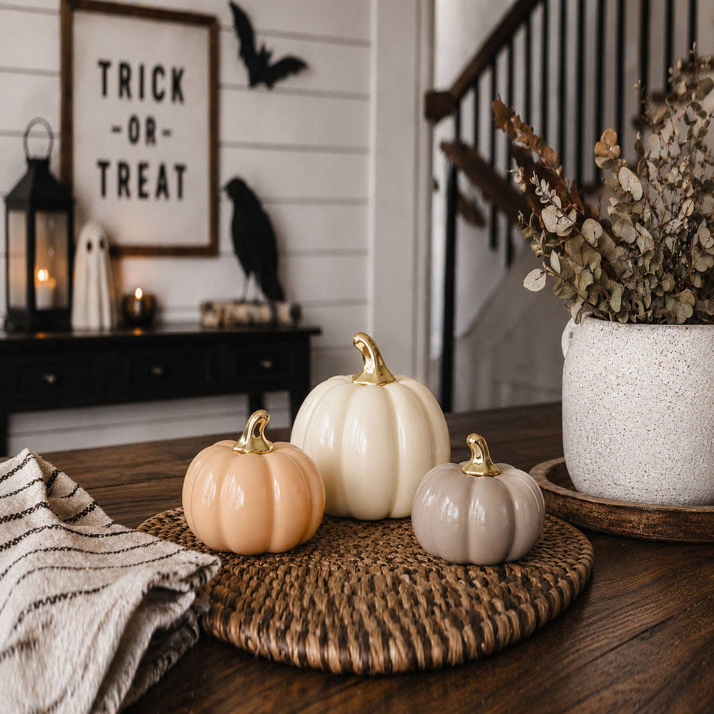 Fall Mini Pumpkins Ceramic: Pastel-Blush